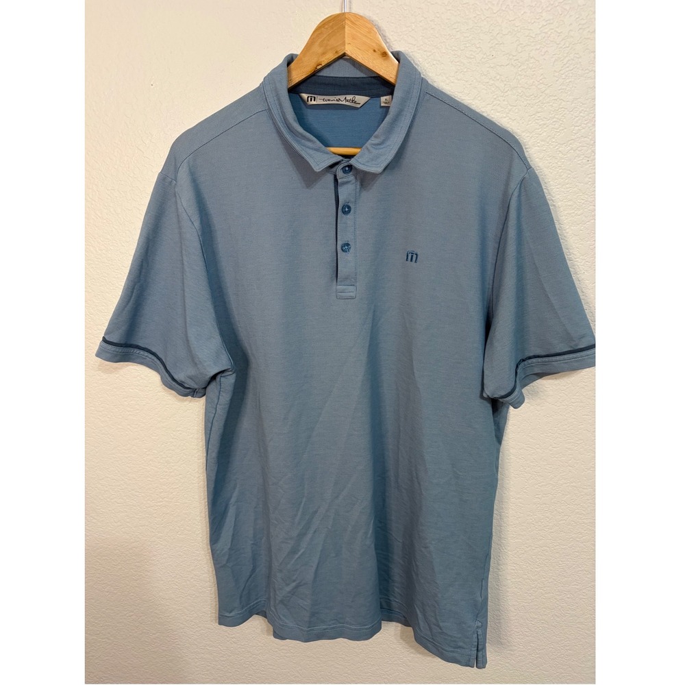 TravisMathew Mens XL Blue Short Sleeve Golf Polo Shirt Performance Casual